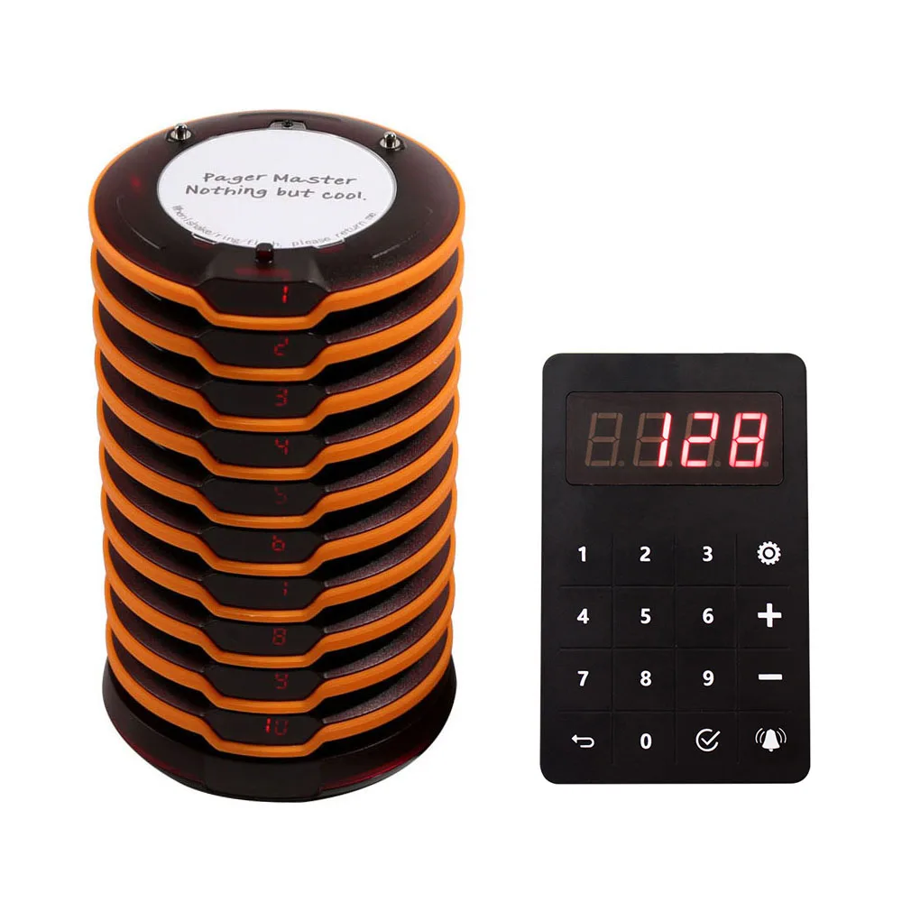 Free Logo Printing Wireless Customer Paging Calling Food Court Truck Restaurant Buzzer Pager System with Touch Keypad