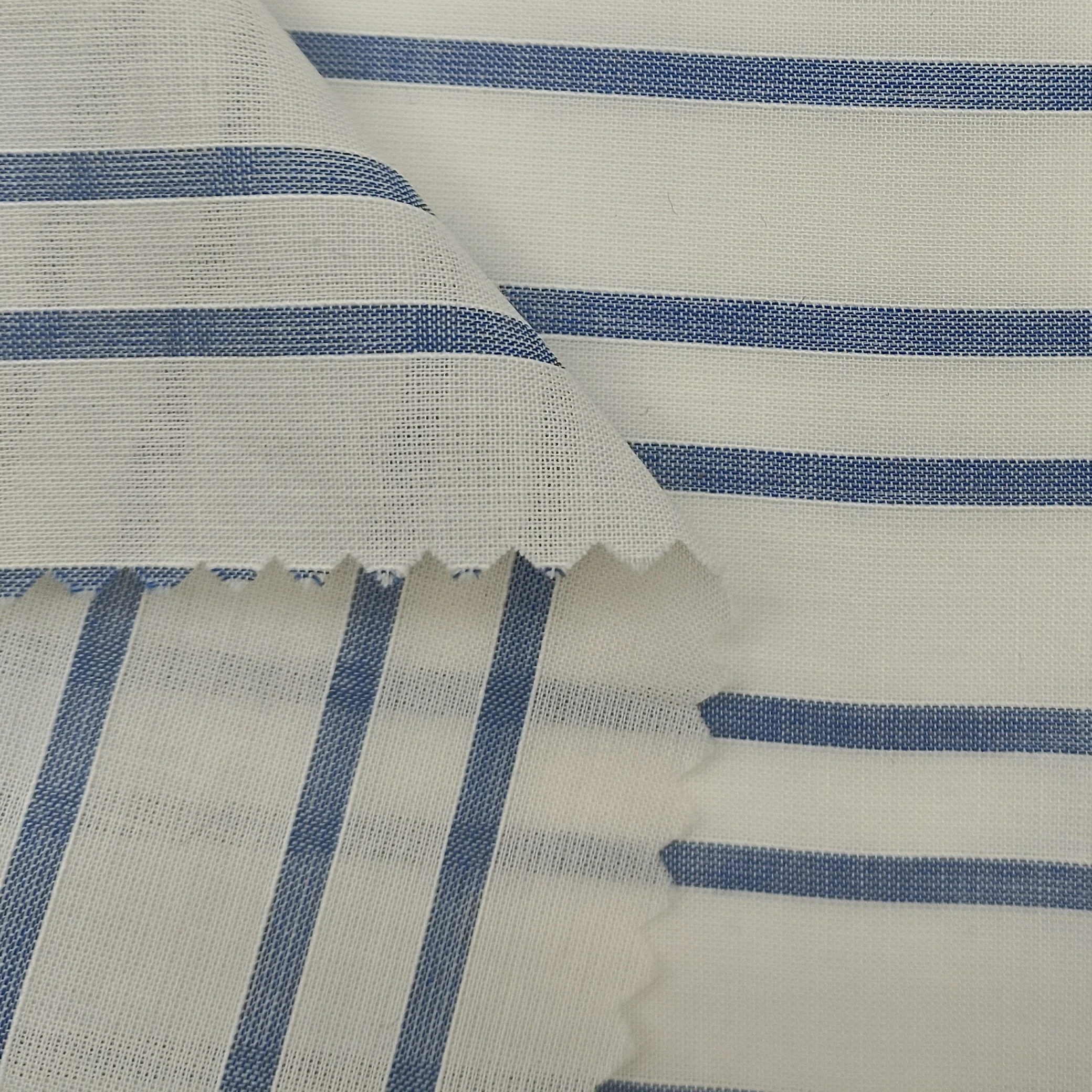 White and blue stripe fabric 58gsm clothing 100%cotton fabric plain woven fabric