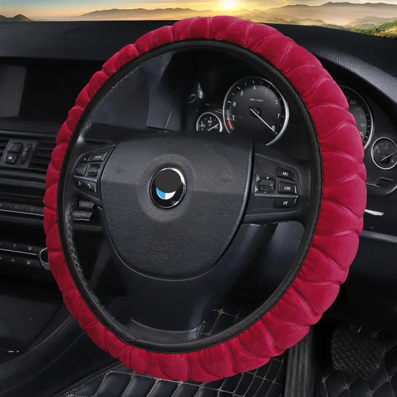 Super Soft Three-dimensional Plush Car Steering Wheel Cover Winter Warm Without Inner Ring Elastic Handle Cover For Promotion