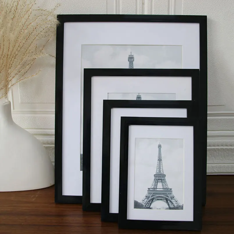 Wholesale White and Black A4/A3/4x6/5X7/6X8/8x10/11x14in MDF Wooden Photo Frame Silk Screen Printed Picture Frame