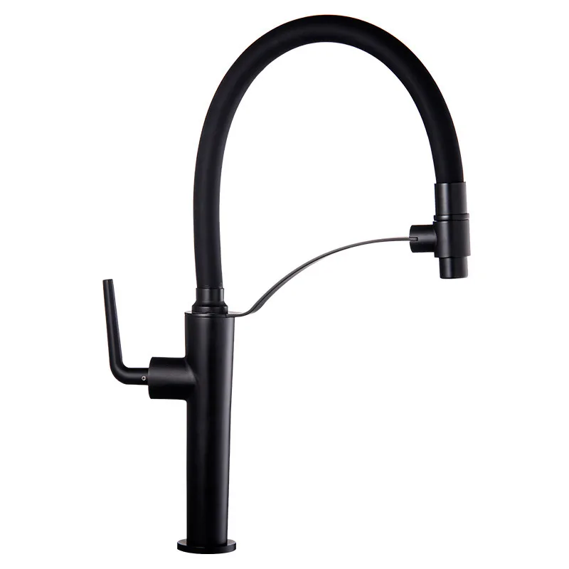 Modern Flexible Pull Out Faucet Kitchen Copper Hot Cold Water Kitchen Faucet With Pull Down Sprayer