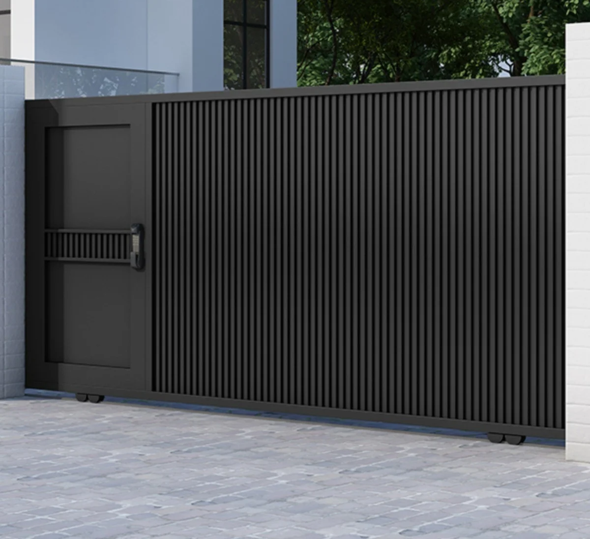 Customized   Main Entrance Gates Remote Control Design Waterproof  Automatic Electric Sliding Gate Exterior Aluminum Garden Gate