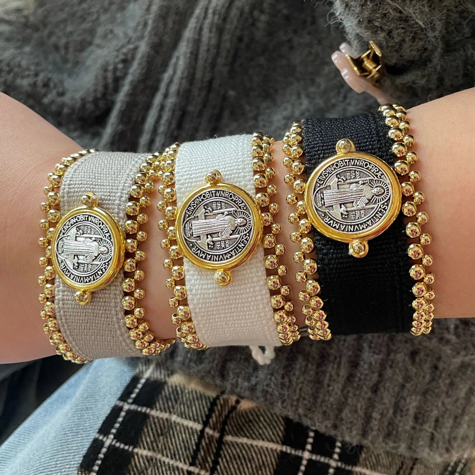 New arrival Gold plated Religious beads wide belt virgin mary  bracelet for women