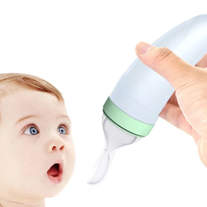 New Arrival Biberons Portable Wholesale Biberones Bebe Silicone Baby Feeder Spoon Feeding Bottle