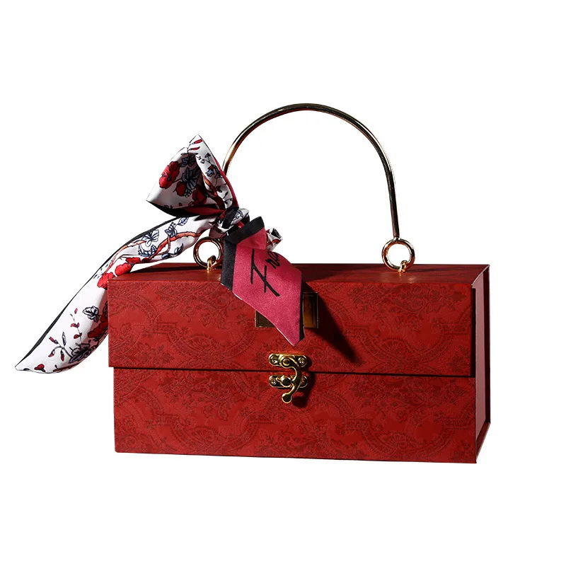 2024 new design paper office handbag with metal lock wedding gift box