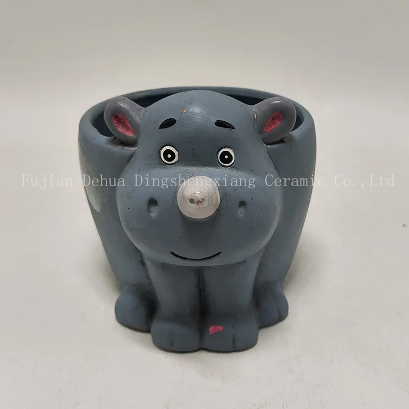 New Arrival Cheap flower pot cartoon ceramic animal Lion plants pots
