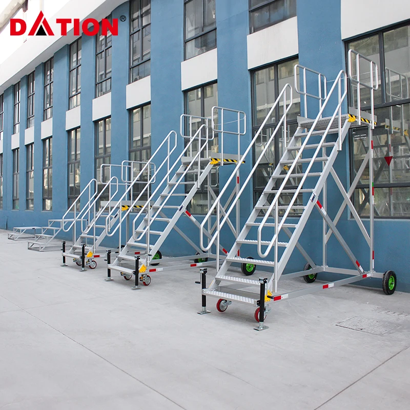 Customized Aluminum Industry Combined With Aisle Platform Rolling Ladder Industry Access Ladders Platforms