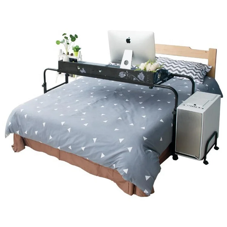 Mobile Laptop Cart Hospitable Bed Computer Overbed Desk With Wheels Nursing Table for Eating on Bed