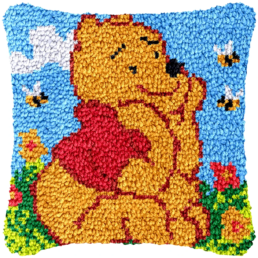 Custom diy cushion carpet mat latch hook rug kits best easy cute bear latch hook kits pillow kits for adult
