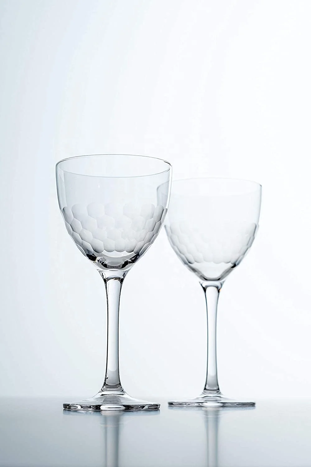 Hand Etched Vintage Small Coupe Cocktail Glass to Serve Manhattan Martini Honeycomb Hammered Nick and Nora Glass