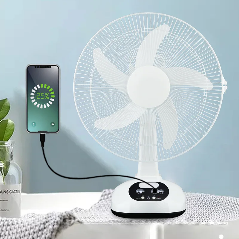 052 Ac Dc Solar Fan Set Shaking Head Charging Fan With Lamp Table Fan