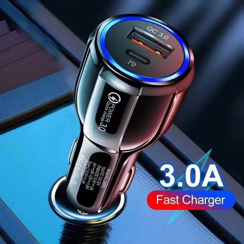 Worldwide Custom Logo Box Package 2 in 1 Quick Charge Home Travel Wall Dual Usb Type C PD Car Charger