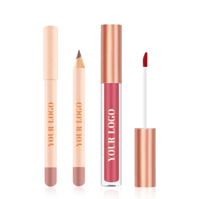Private Label Cosmetics Matte Liquid Lipstick Kit  Custom Lipstick Lip Pencil Set