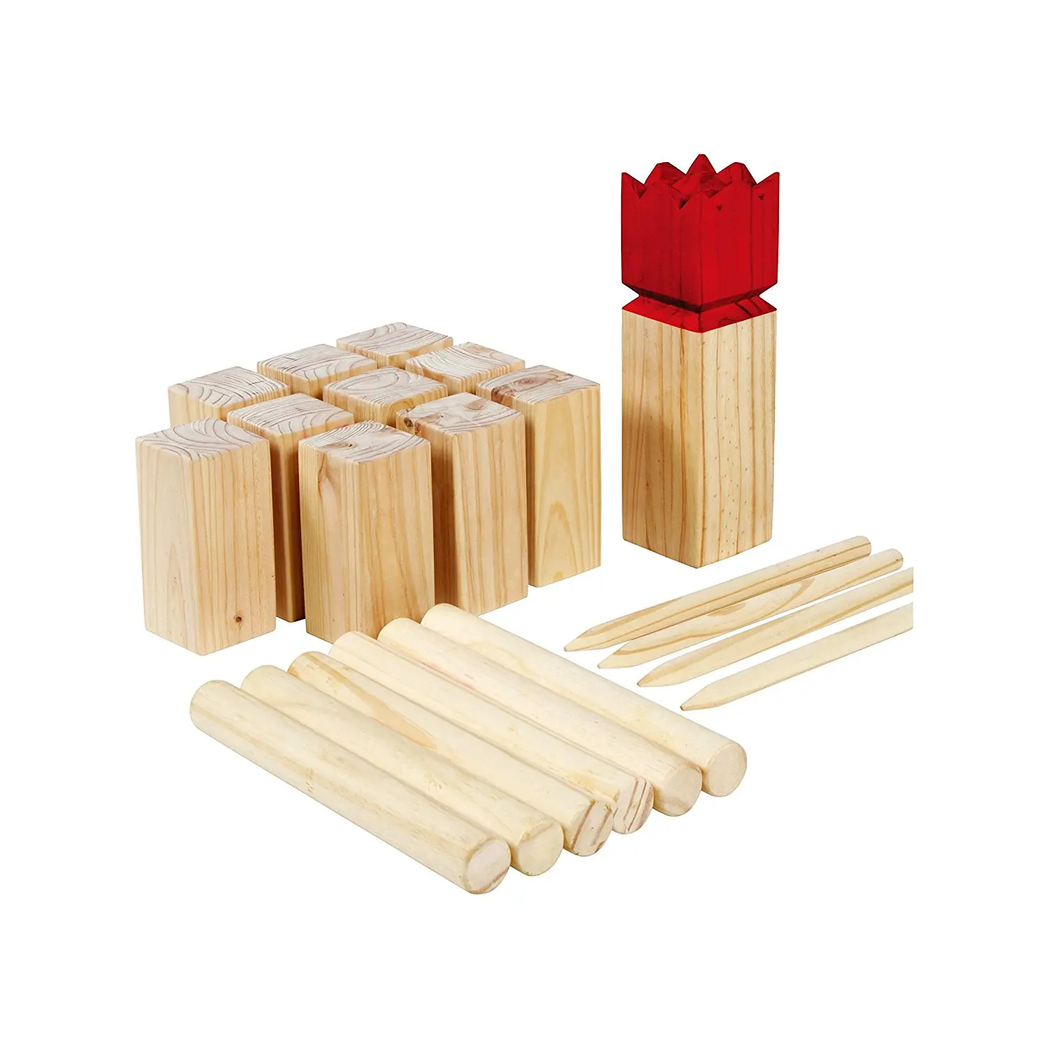 KUBB set KING games playing in outdoor