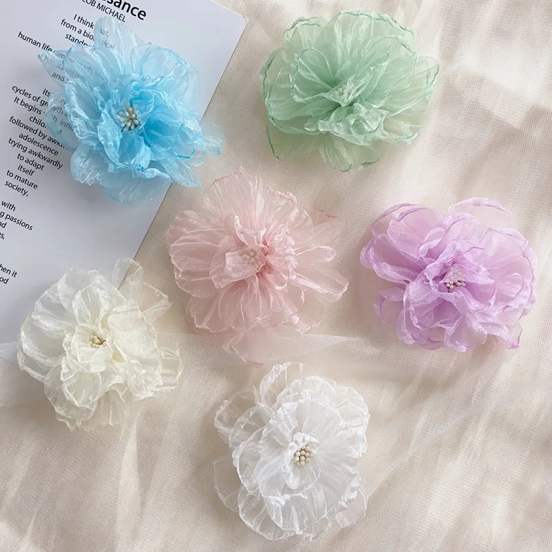 Hot Selling Chiffon Fabric Flower Headwear Hair Shoes Accessories Artificial Decorative Flower