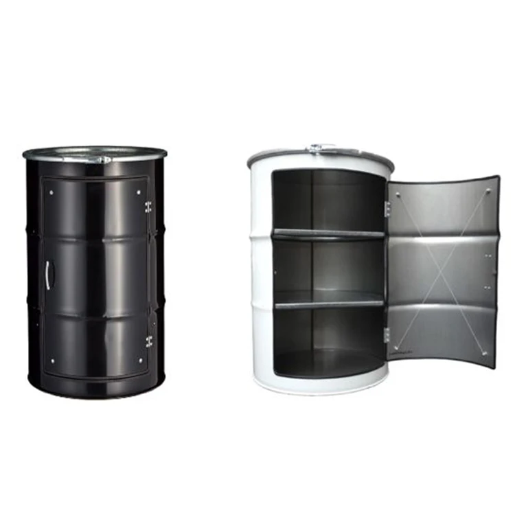 Vintage Style Industrial Home Furniture Decoration Storage Cabinet Metal Barrel Table