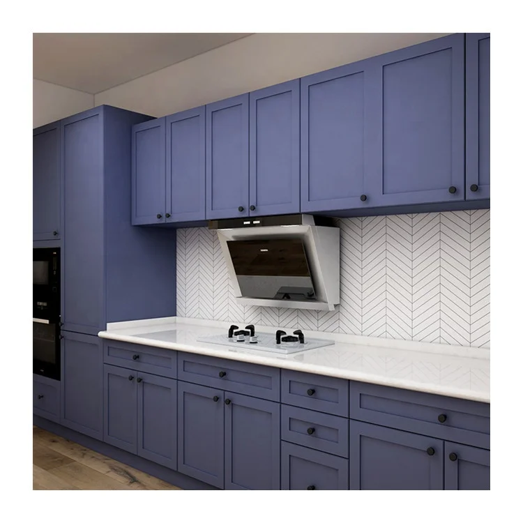 Navi Blue Lacquer Stand Alone Foshan Ready to Assembled Big Rta Kitchen Cabinets Sets Kitchen