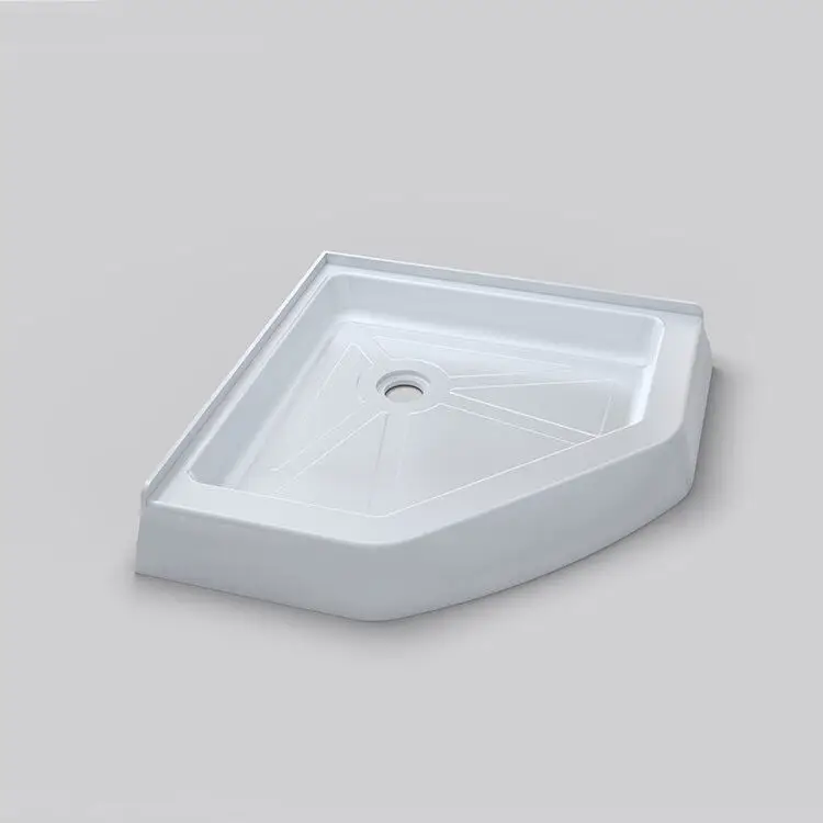 Acrylic Shower Tray Base with Three Thresholds Antislip Textured Surface Rectangle Bathroom Acrylic Shower Base