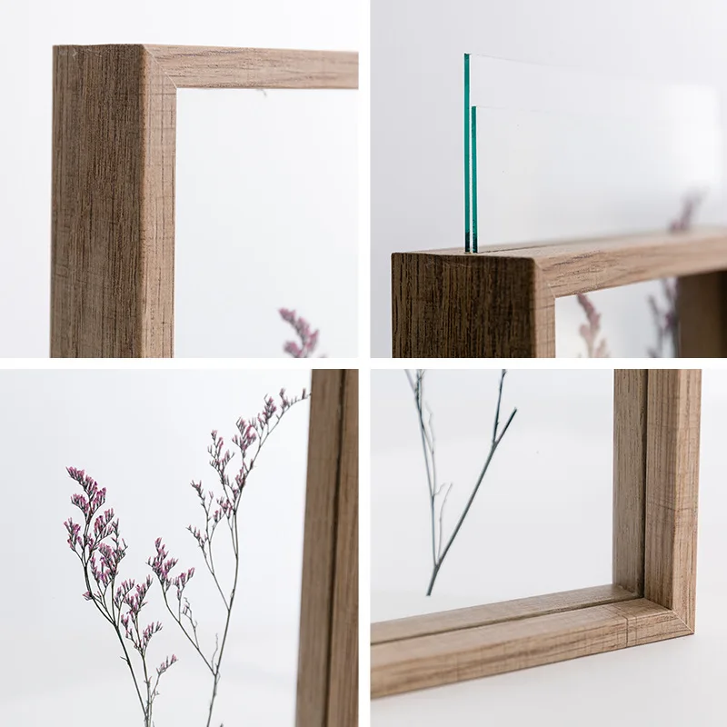 Promotional A4 Wood Double Sided Glass DIY Frames Simple Plant Specimens Frame Home Decor Photo Frames Ornaments Decoration Craf