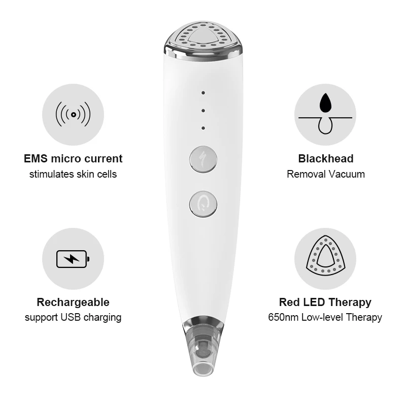 Ems Microcurrent 5 in 1 Red Light Therapy Smart Facial Massage Beauty Instrument Blackhead Remover Beauty Device