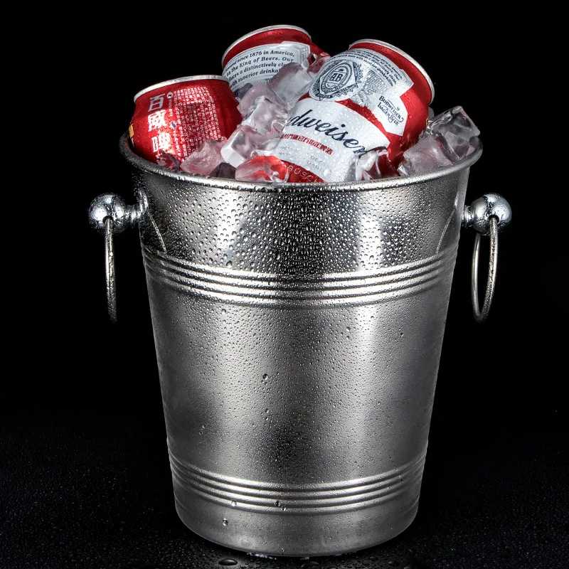 Stainless Steel Beer Wine Champers Ice Buckets Beverage Tubs Set w/o Ice Wine Cooler Bucket Rack For Parties