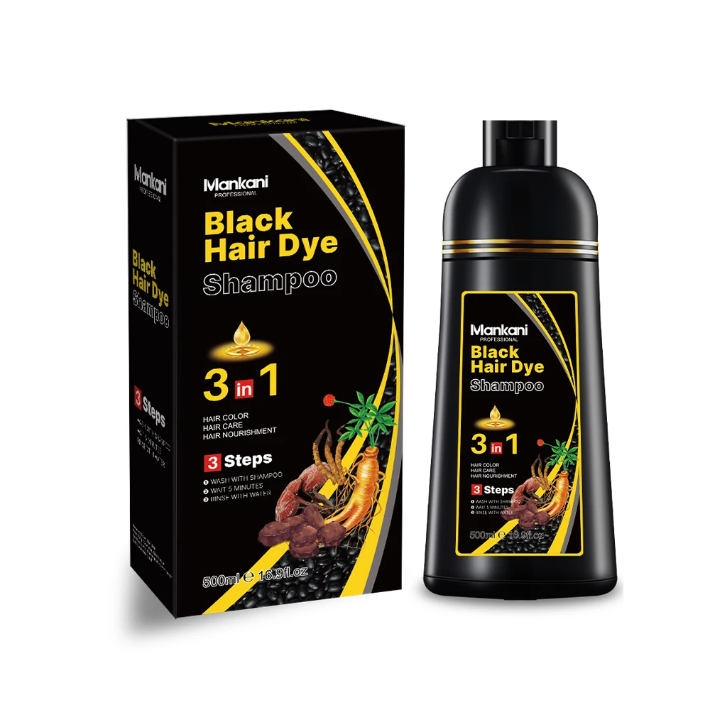 OEM Herbicos Plant Black Hair Dye Shampoo 3 in 1 Herbal Natural Dark Brown Gray Hair For Men And Women