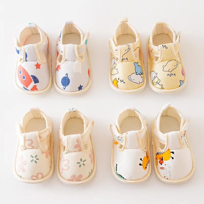 Spring and autumn baby soft sole shoes cartoon toddler lace-up shoes
