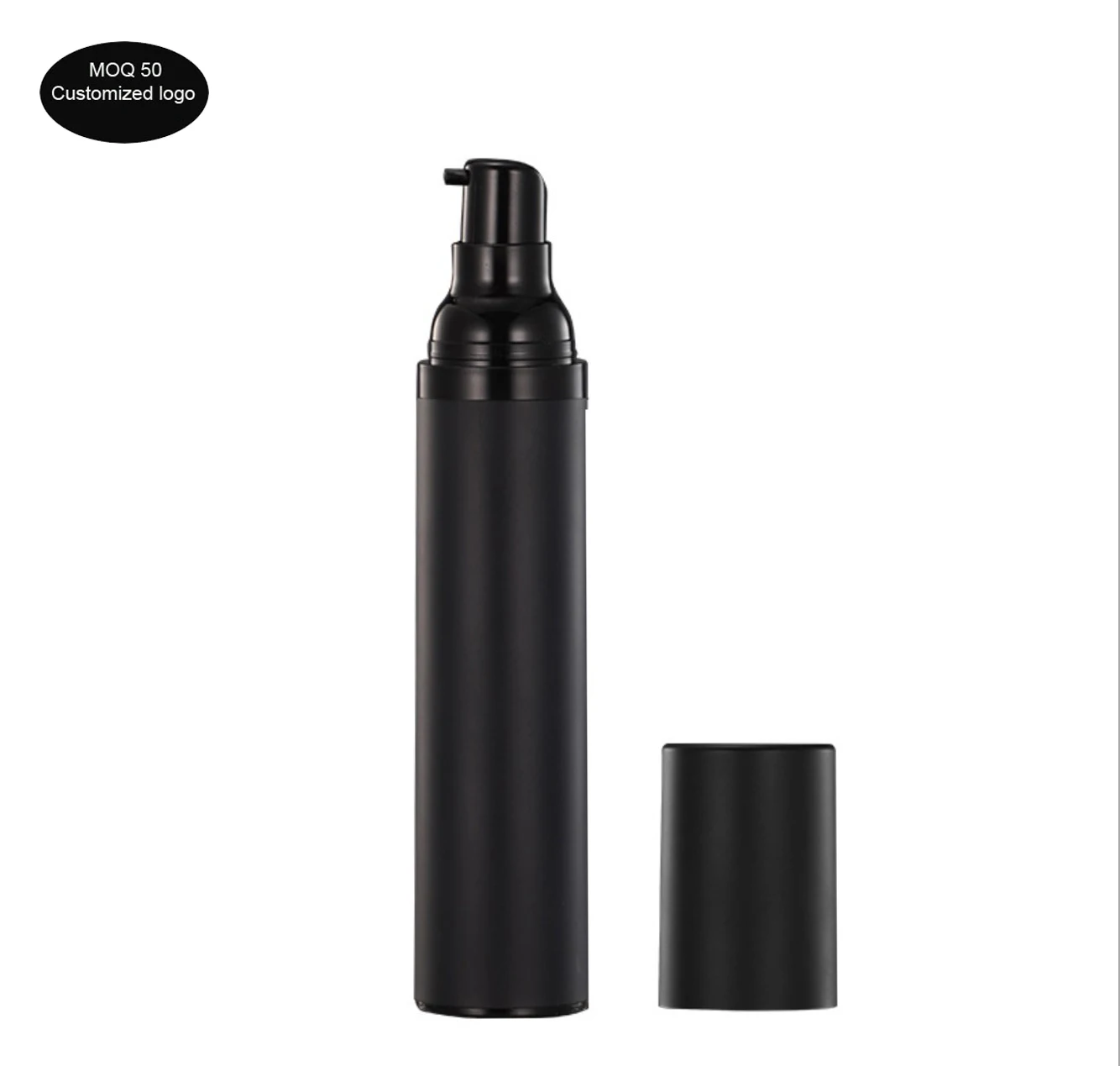 
free shipping 15ml 30ml 50ml airless bottle all black spray vacuum pump lotion bottle used for Cosmetic bottles Korea design 
