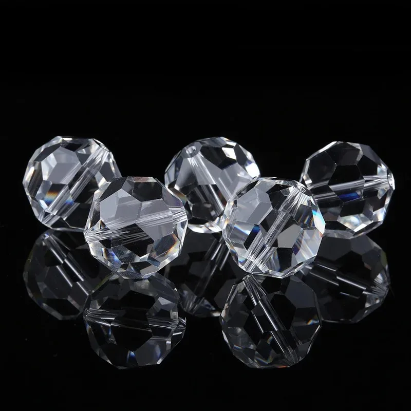 Round 32 Facets 6mm 8mm 10mm 12mm 14mm Faceted Crystal Glass Loose Spacer Beads Wholesale Bulk Lot for Jewelry Making Findings