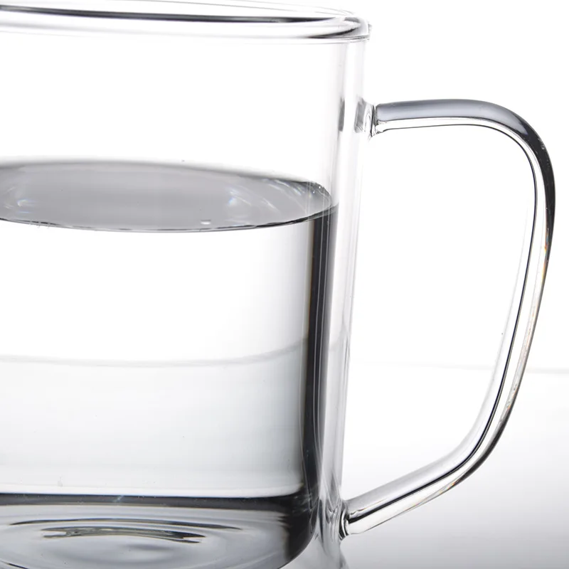 2022 Double Wall Beer Glass Mug Heavy-duty Borosilicate Thermo Insulated Glass Crystal Large Tea Cups with Comfortable Handle