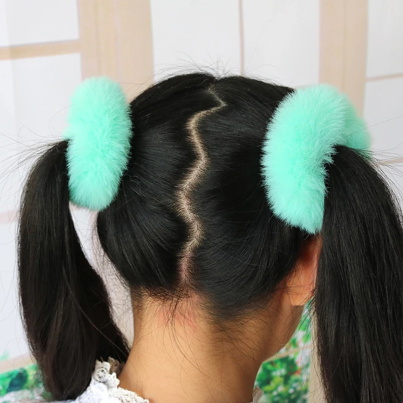 Fluffy Faux Fur Furry Scrunchies Soft Hand Made Fur Elastic Hair Bands Ring for Ladies Hair Ties fur headband