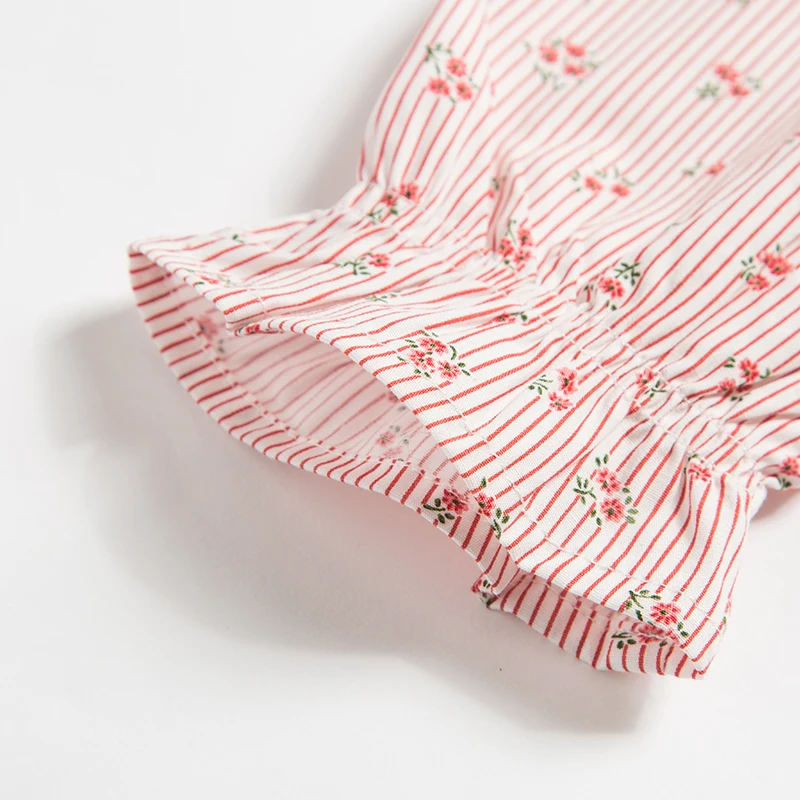 Рубашка детская демисезонная с цветочным принтом и рюшами