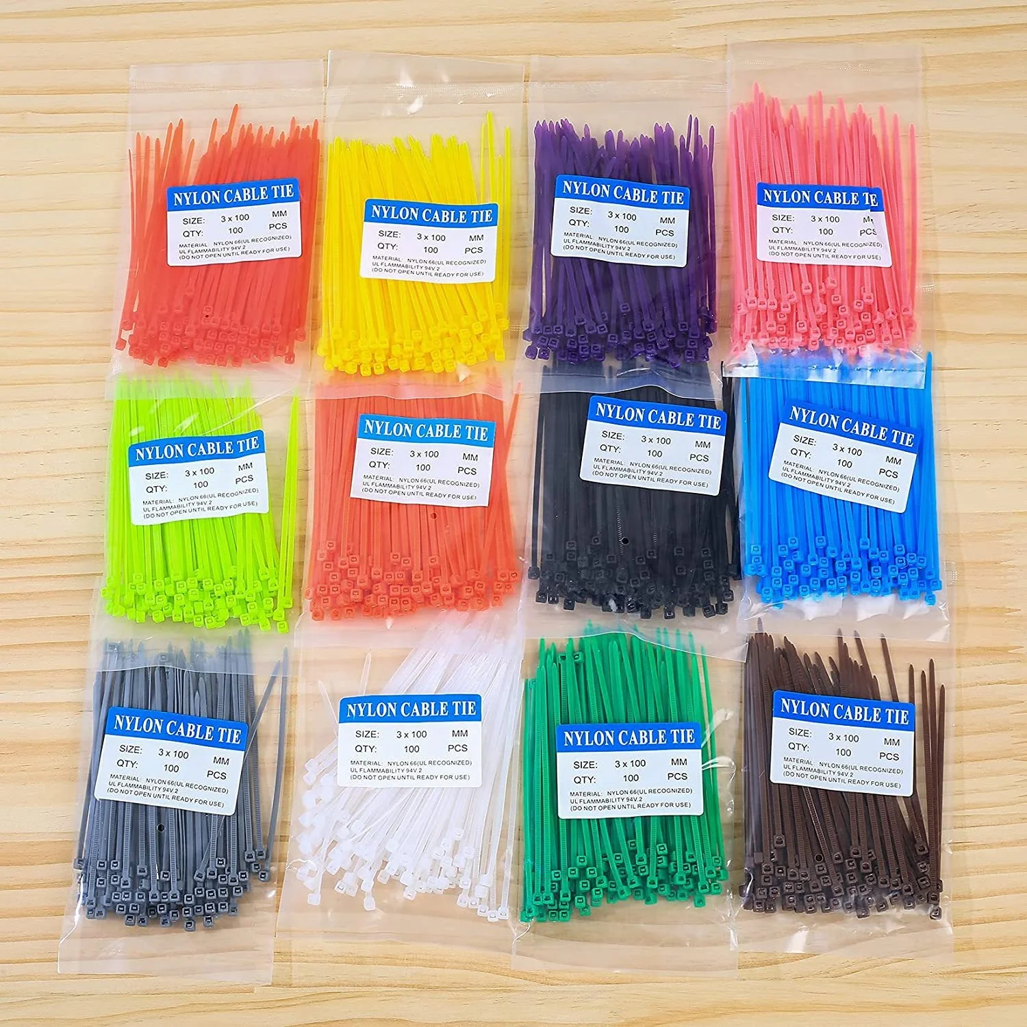 JOYELEC 100pcs/bag Color Self-Locking Nylon Wire Cable Zip Ties Cable Ties White Black Colorful Organiser Fasten Cable