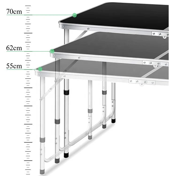 
120cm Aluminum Beer Pong Game Table Height Adjustable Lightweight Picnic Dining Folding 2021 Camping Table 