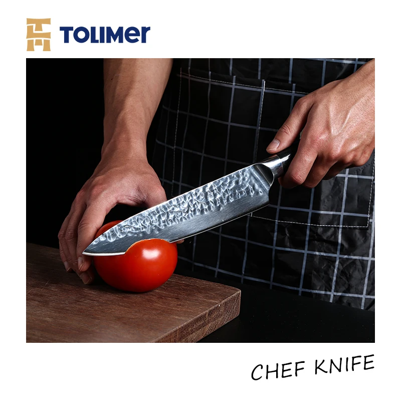 OEM Brand Design 5CR15MOV Stainless Steel Chef Knife With Pakka wood Black Handle Kitchen 8Inch Cleaver Chef Knife