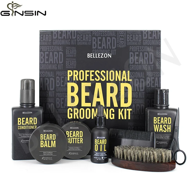 
Bellezon Luxury Organic Hemp Seed Oil Sandal Wood Beard Growth Grooming Kit 