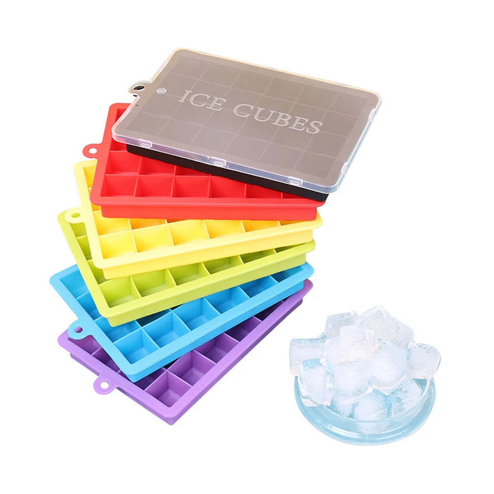 Reusable Silicone Molds Ice Cube Trays with Lids, BPA Free Ice Cube Making Mold