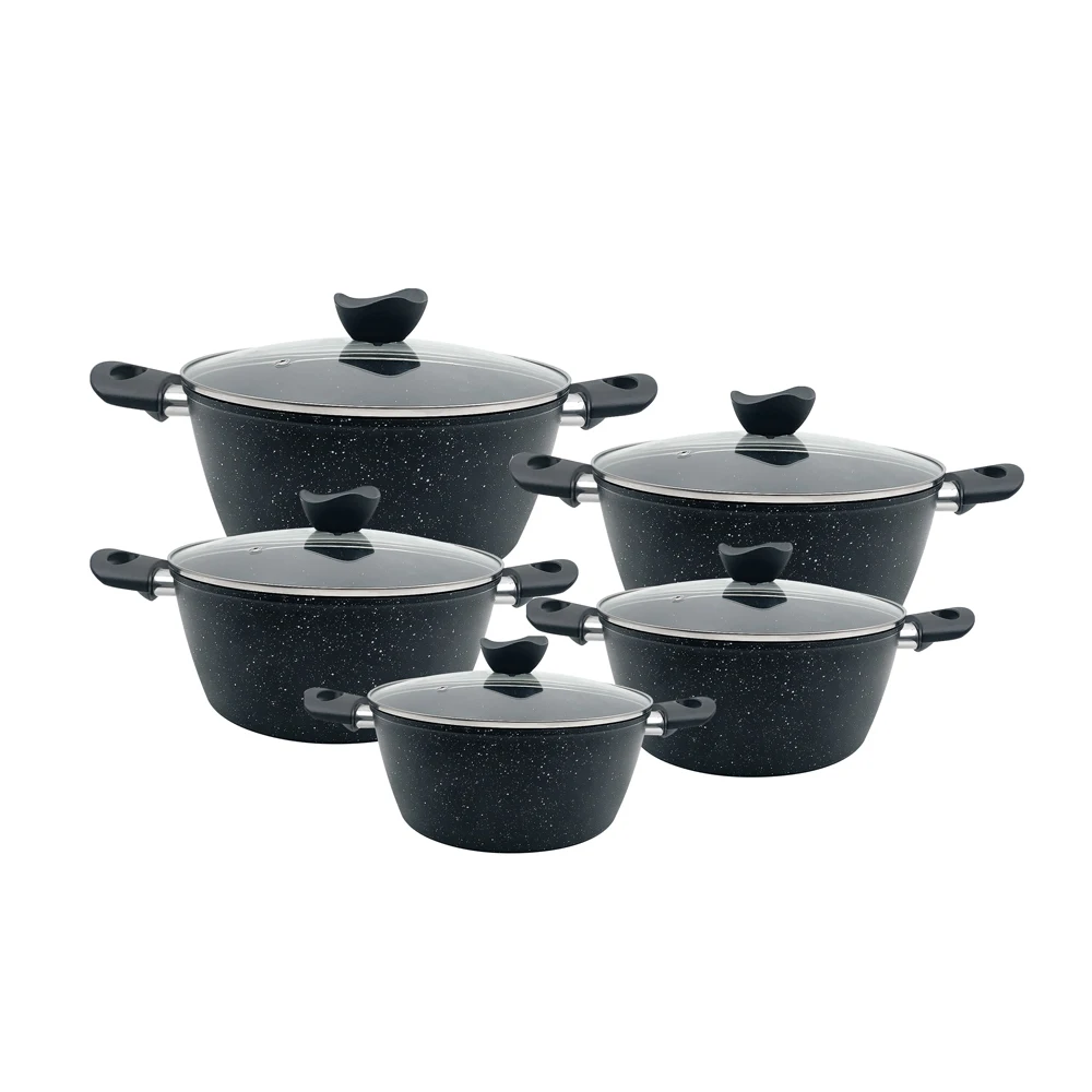 aluminum non stick cookware set granite soup pot and pan set kitchenware no stick casserole pot set