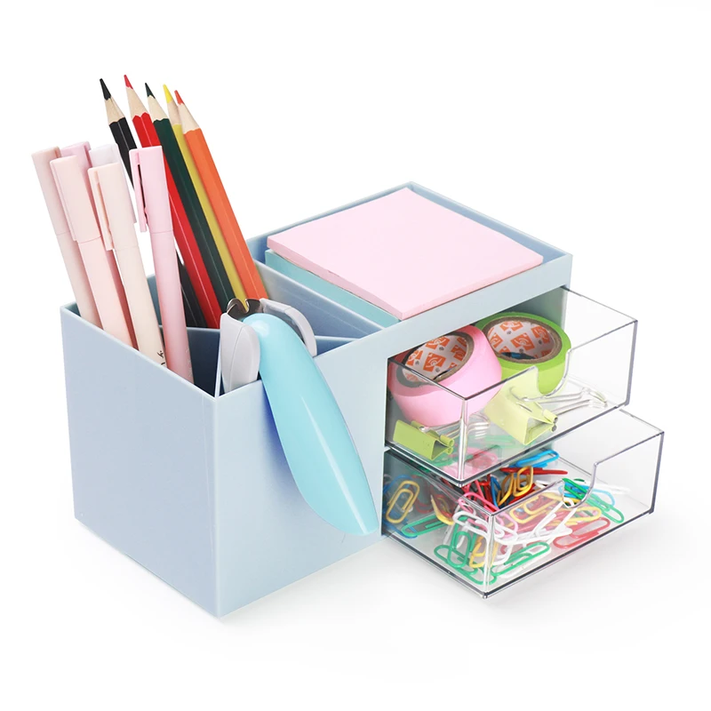 Comix Pastel Colour Dorm Desk Office Supplies Eyelash Case Storage Acrylic Pink Stacked Organizer Set