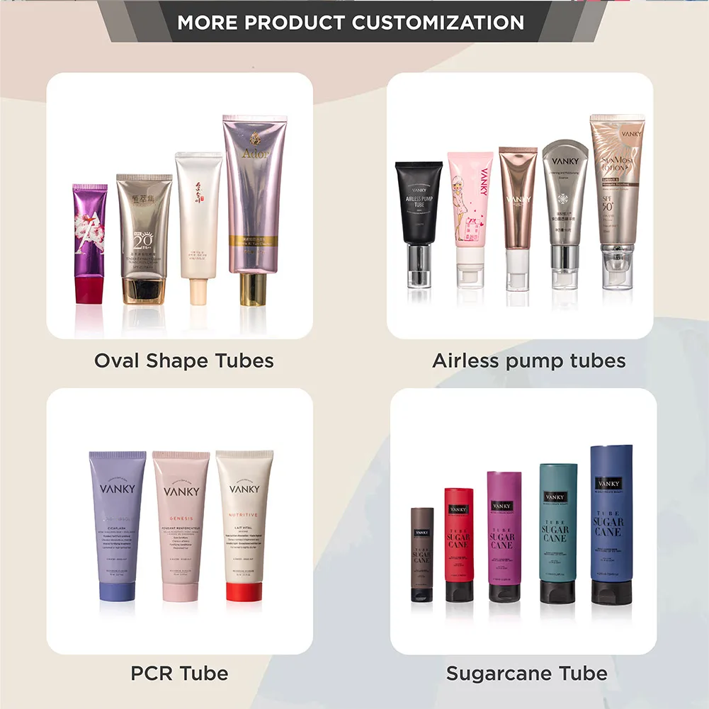 Custom OEM high quality facial cream hand cream body lotion soft squeeze tube plastic container cosmetic tube packaging