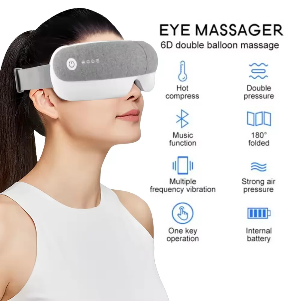 2024 New Electric Eye Massager With Heat Compression  Wand Eye Relief Hot Compress Eye Care Mask With Music