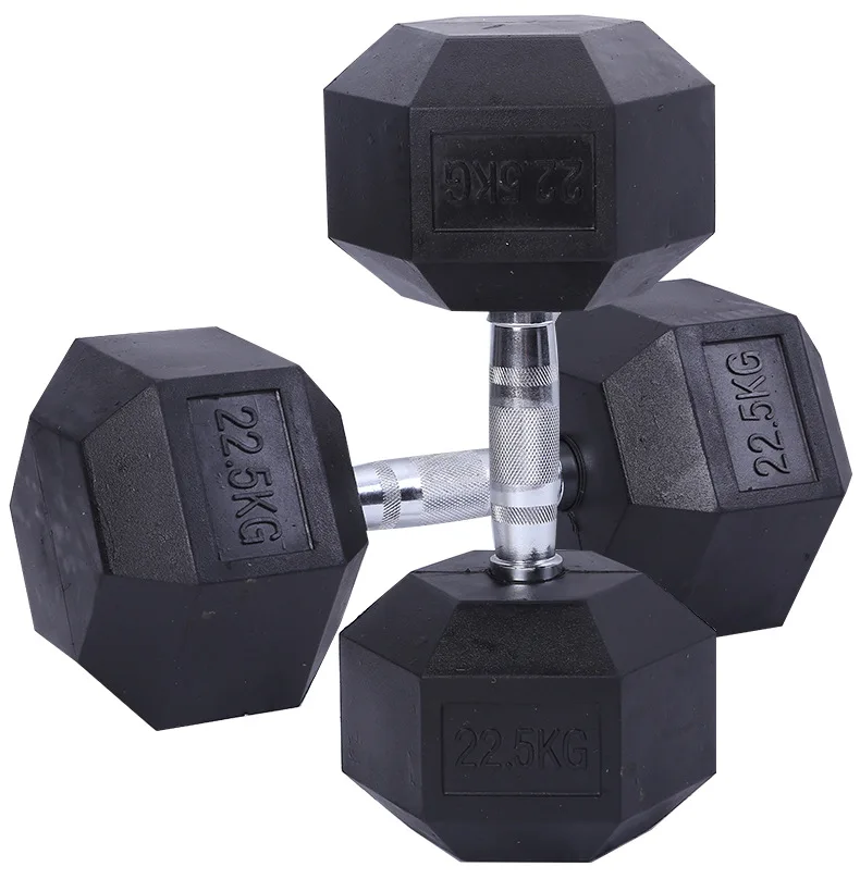 
Fixed Black Rubber Coated Hex Dumbbell 
