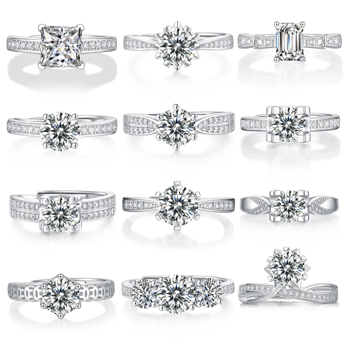 Wholesale Latest Fashion Luxury Jewelry Pure 925 Sterling Silver Women Engagement Wedding Rings Jewelry