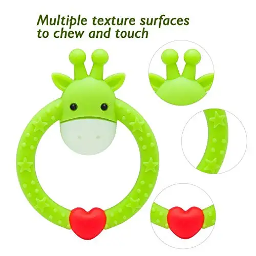 Рождественские радужные деревянные Силиконовые Зубные кольца в виде кролика