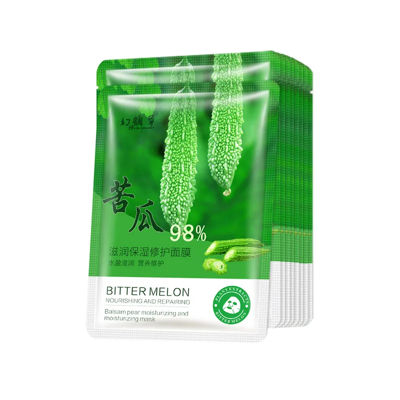 Wholesale Natural Organic Bitter Gourd Cucumber Aloe Vera Moisturizing Soothing Slimming Face Sheet Mask Facial Mask Sheet