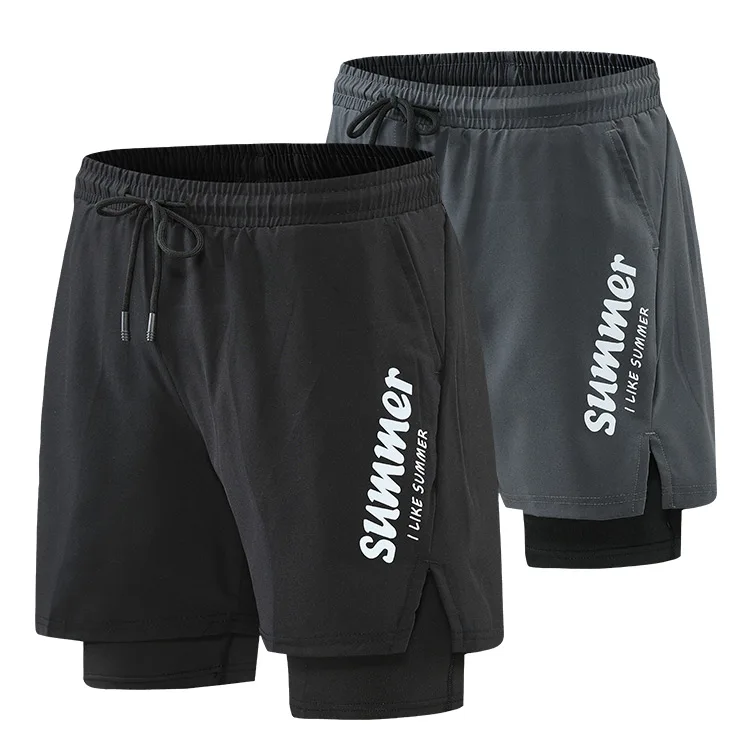 Casual fitness sports Men Elastic Waist Shorts Indoor and outdoor interaction Fitness Shorts Men 2 In 1 Gym Shorts