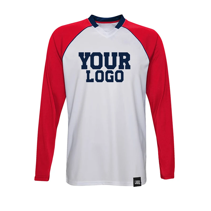 High quality quick dry long sleeve t shirt football jersey custom V Neck soccer jersey sport american football jersey