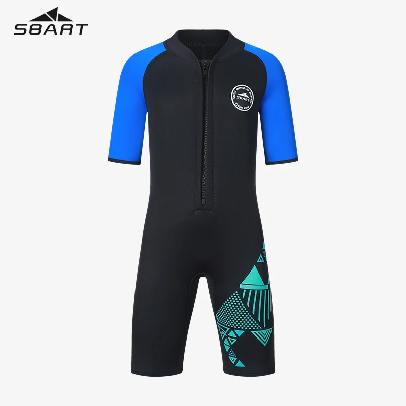 SBART Factory Supply Neoprene Swimming Surfing Kids Wetsuit One Piece Short Sleeve Wet Suit For Boys Girls