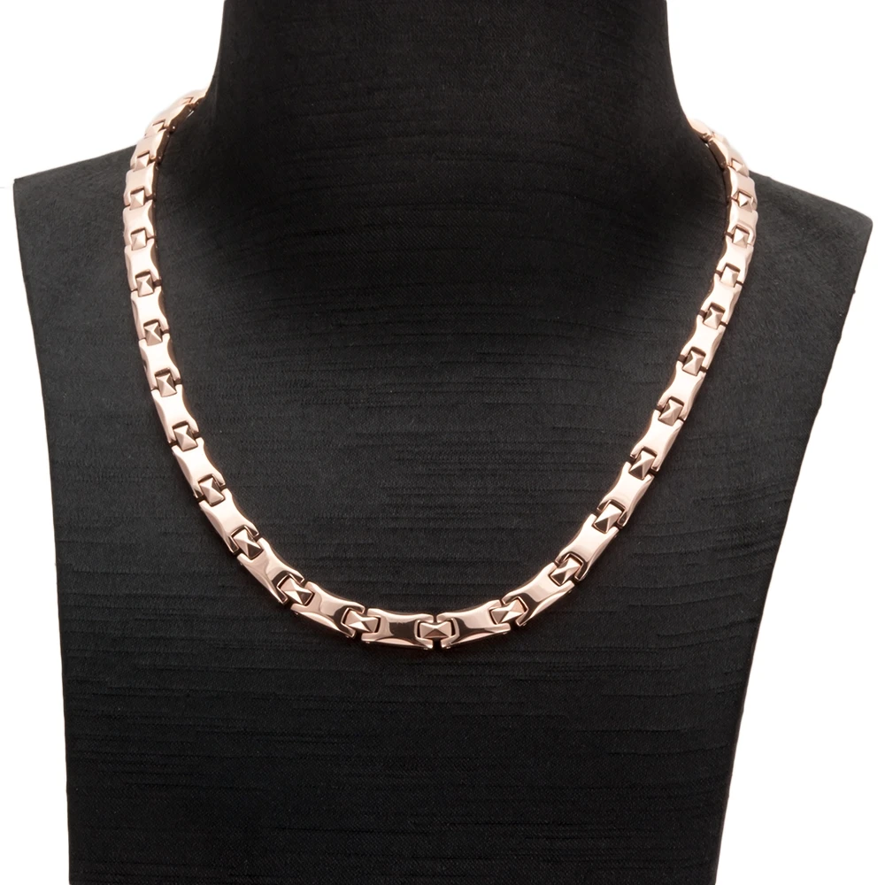 Wollet 6.5mm Width Japan and South Korea TV Shopping Deluxe Rose Gold Inlay Genuine 99999 Pure Germanium Titanium Necklace