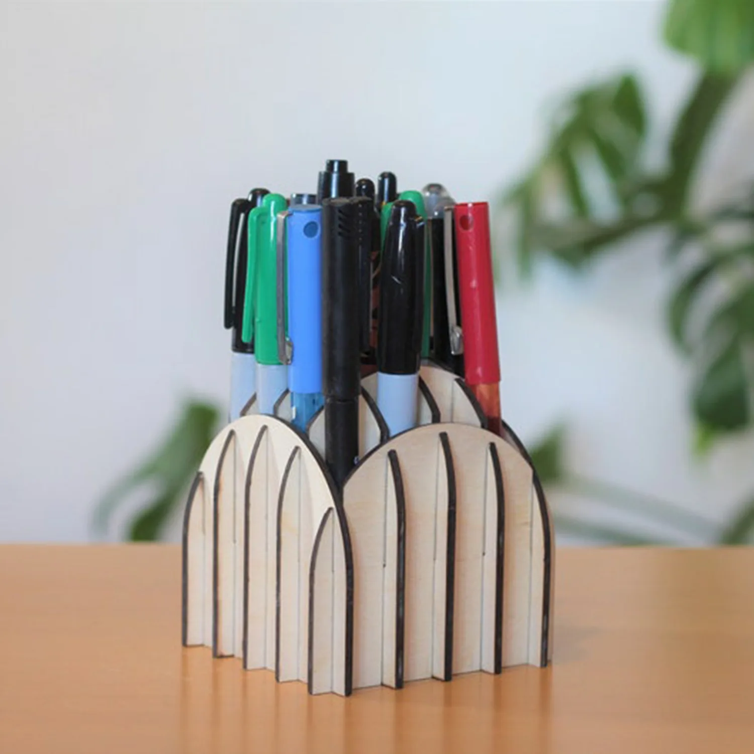 New cross-border Art Decorative Pen Pot creative wood DIY Art handmade Pen container for home decoration